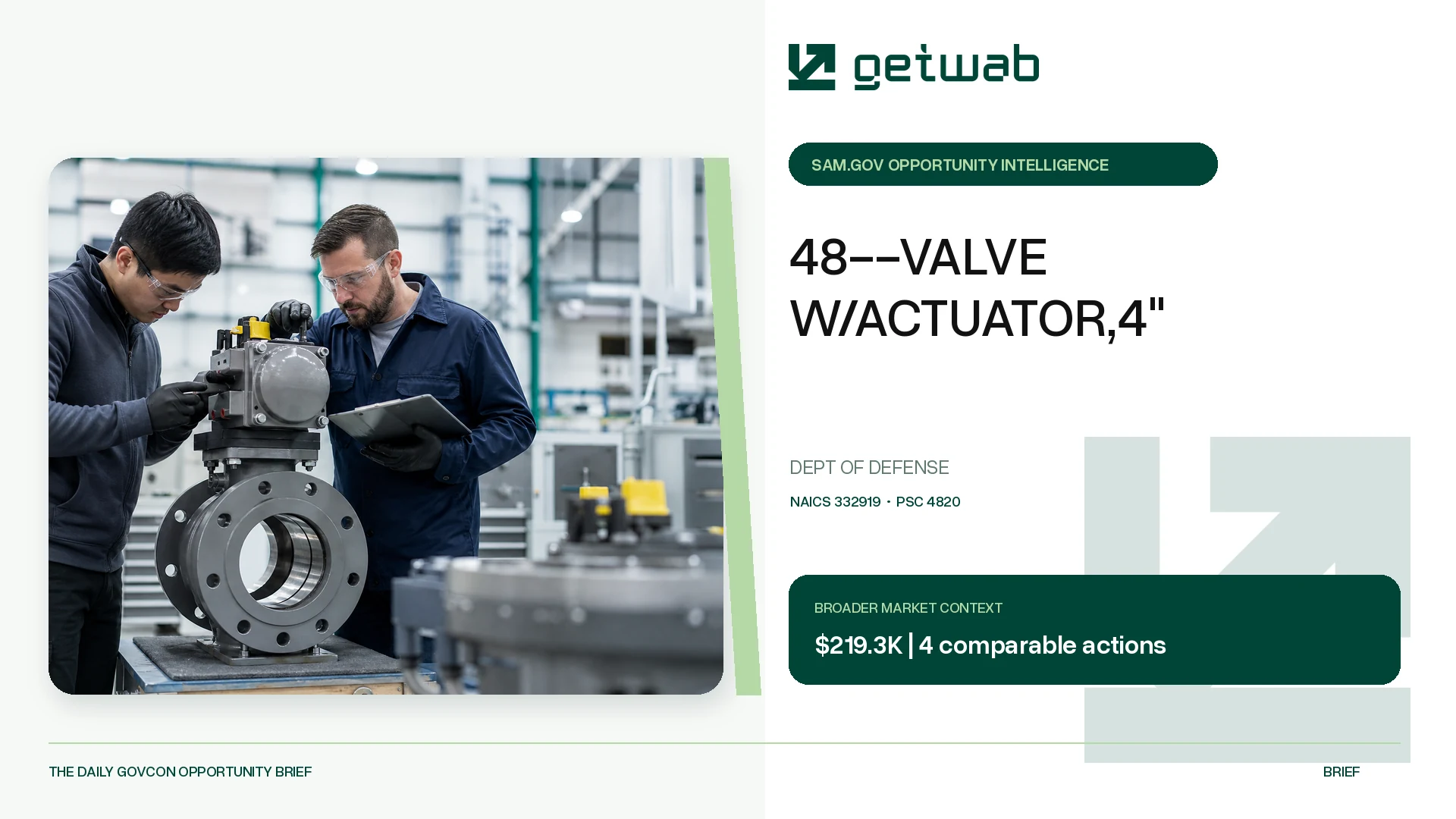 Preview for 48--VALVE W/ACTUATOR,4" Federal Opportunity Brief