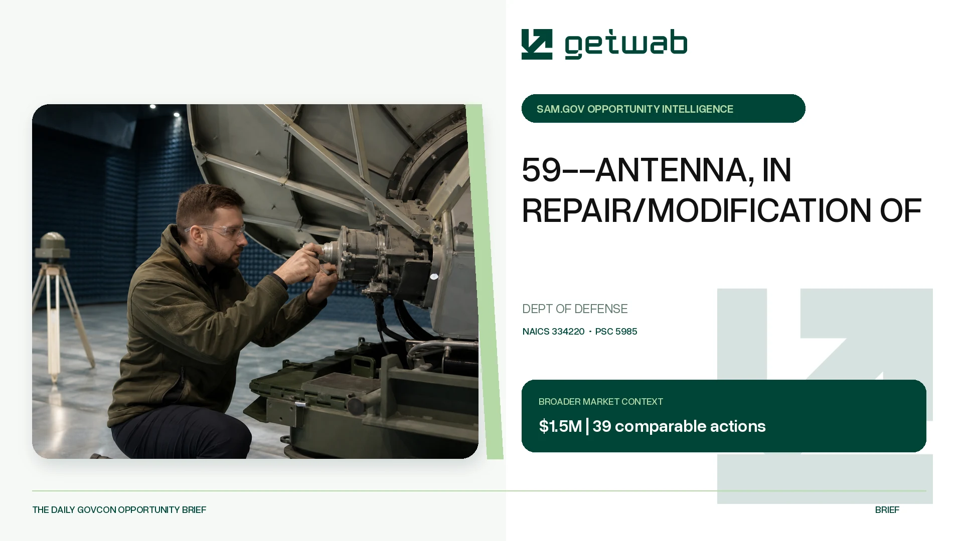 Preview for 59--ANTENNA, IN REPAIR/MODIFICATION OF Federal Opportunity Brief