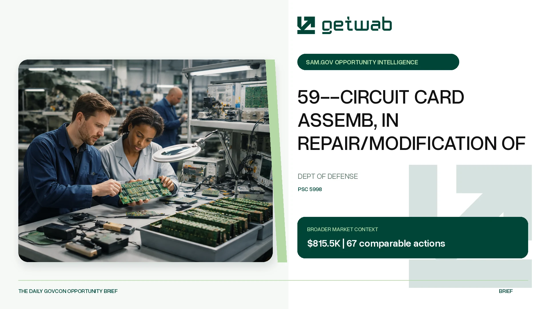 Preview for 59--CIRCUIT CARD ASSEMB, IN REPAIR/MODIFICATION OF Federal Opportunity Brief