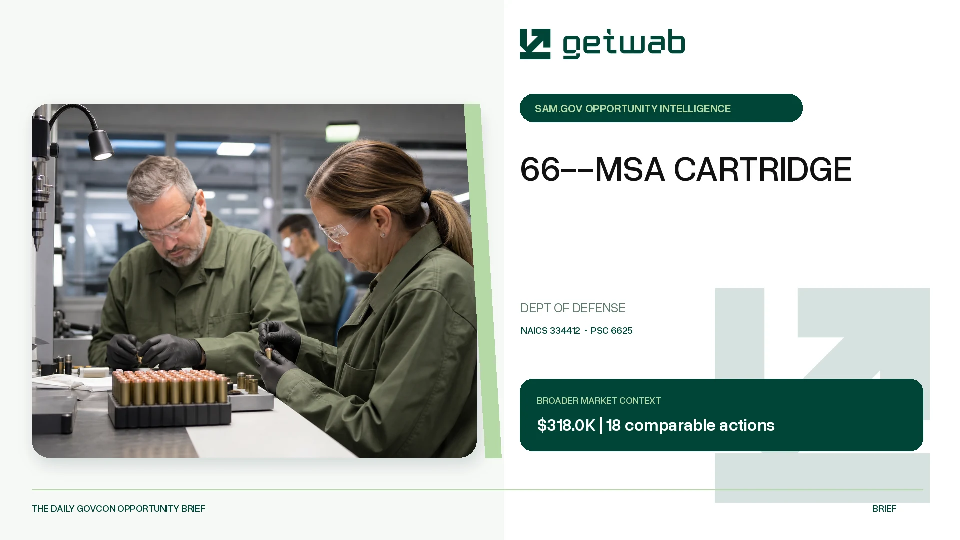 Preview for 66--MSA CARTRIDGE Federal Opportunity Brief