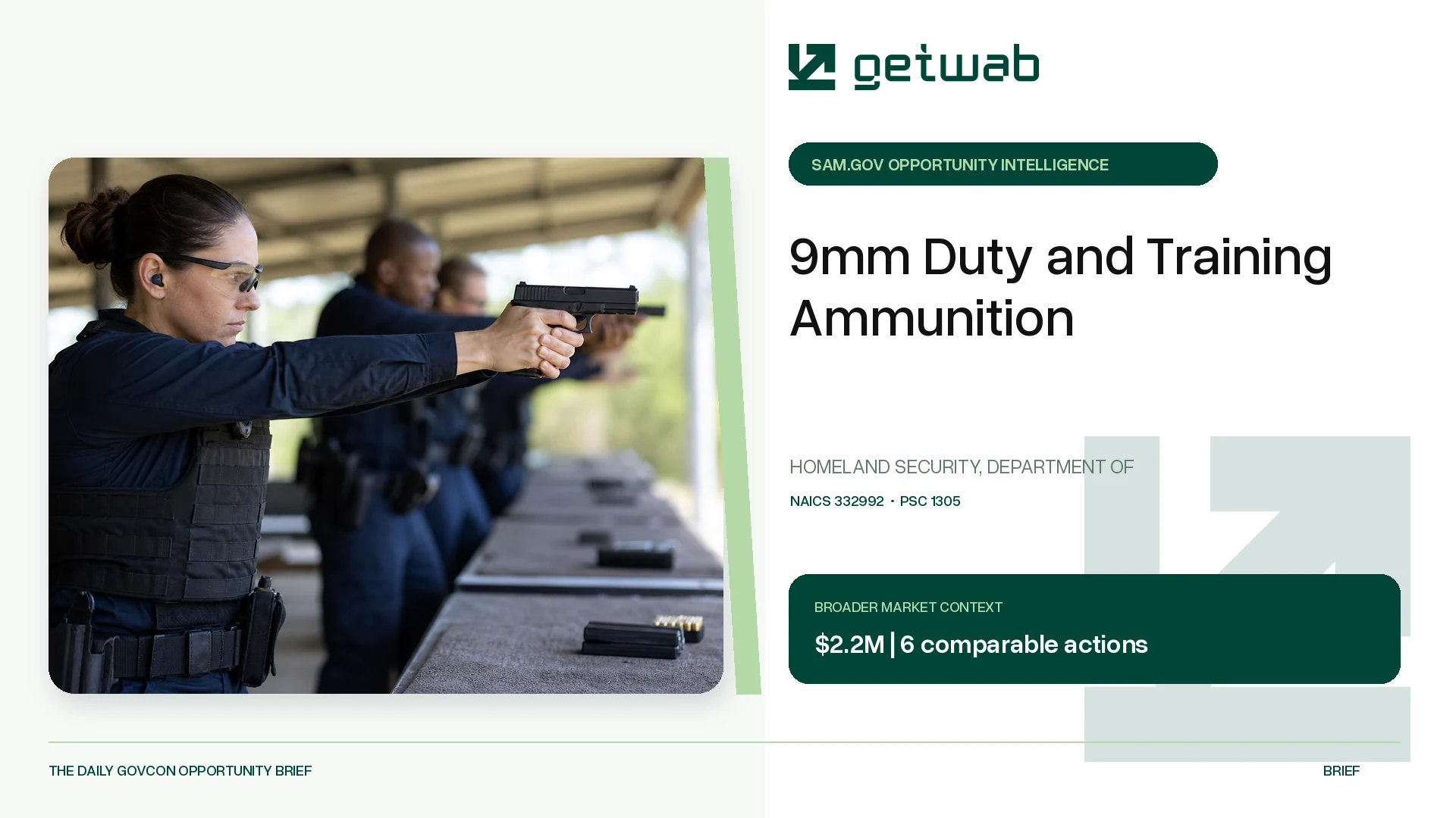 Preview for 9mm Duty and Training Ammunition Federal Opportunity Brief