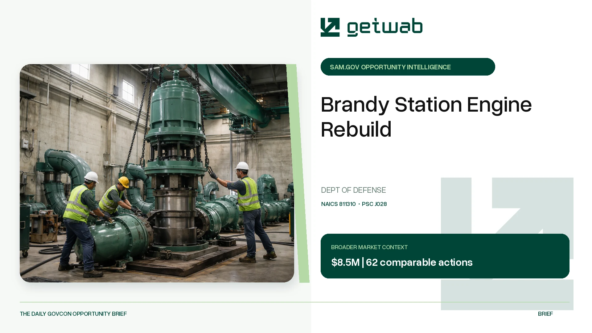 Preview for Brandy Station Engine Rebuild Federal Opportunity Brief