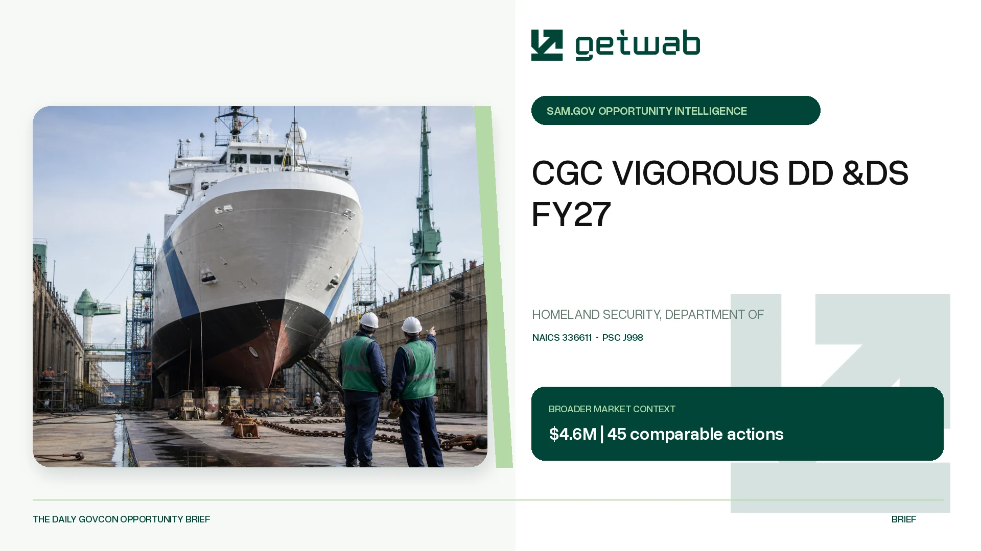 Preview for CGC VIGOROUS DD &DS FY27 Federal Opportunity Brief