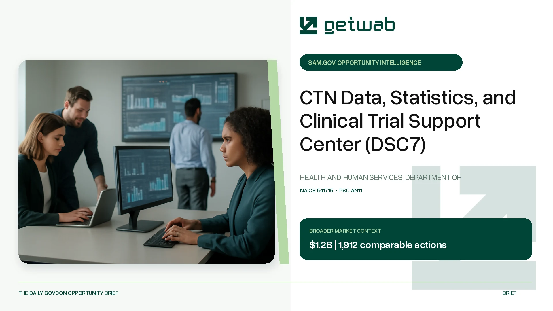 Preview for CTN Data, Statistics, and Clinical Trial Support Center (DSC7) Federal Opportunity Brief