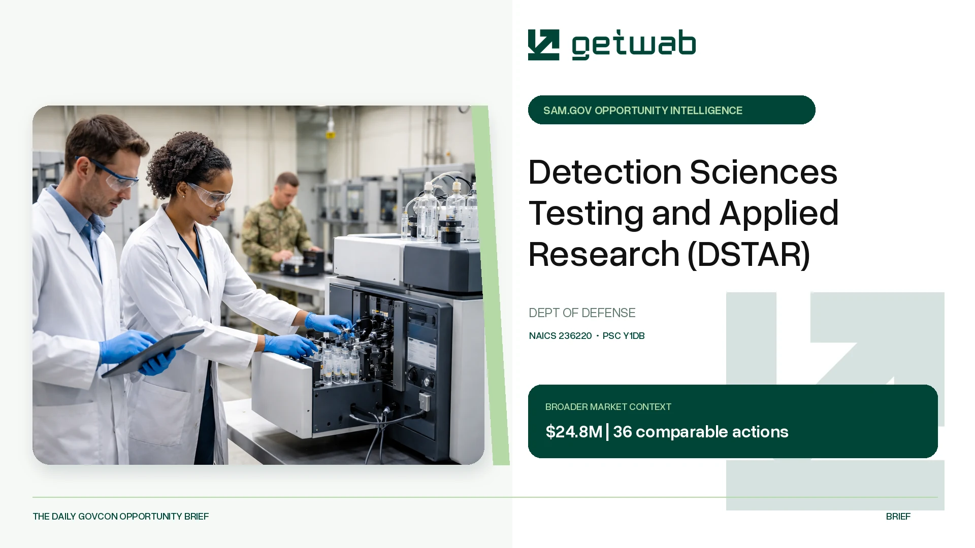 Preview for Detection Sciences Testing and Applied Research (DSTAR) Federal Opportunity Brief