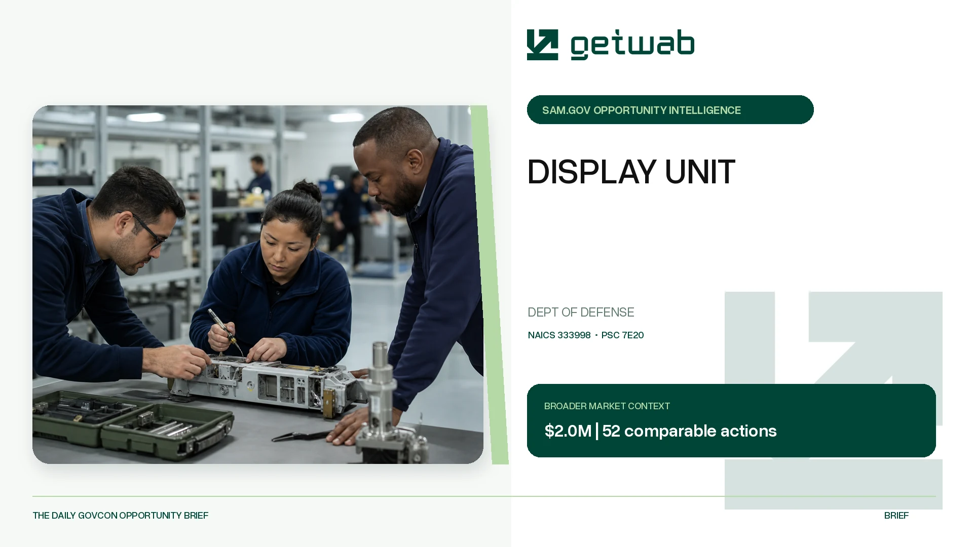 Preview for DISPLAY UNIT Federal Opportunity Brief