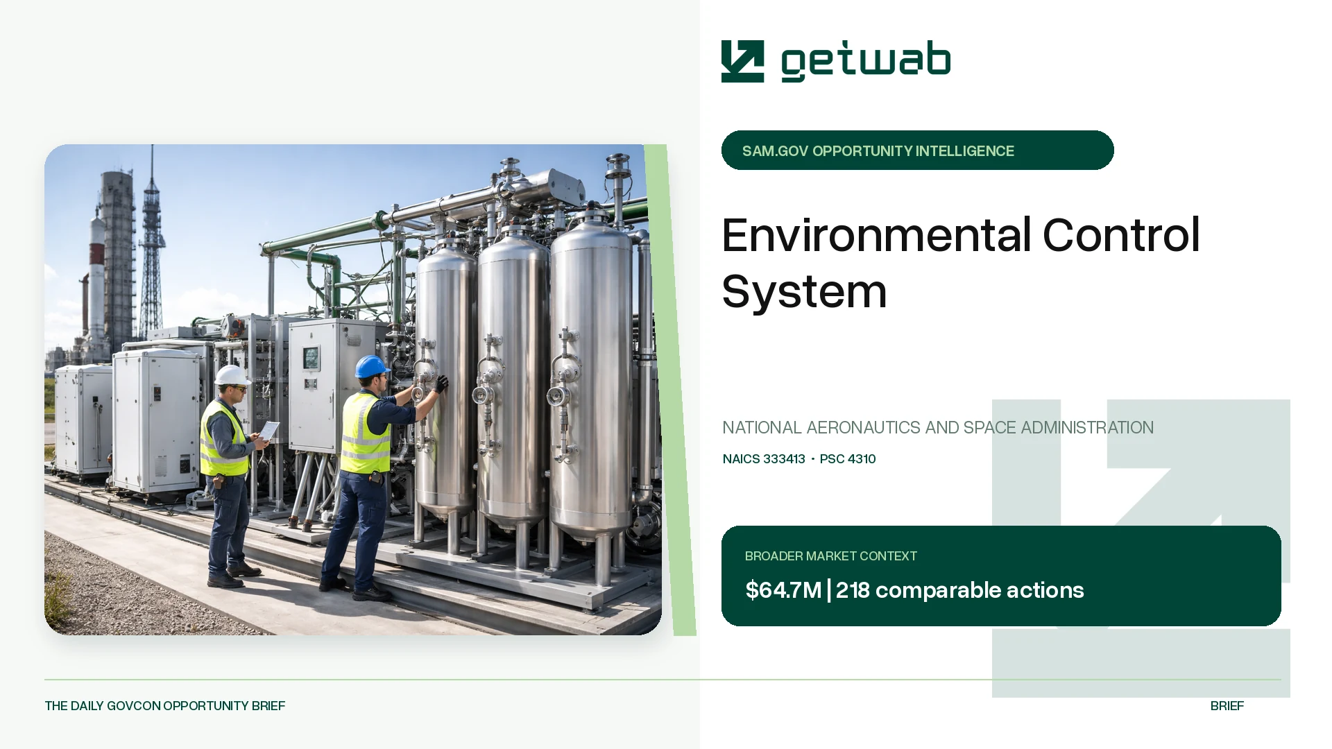 Preview for Environmental Control System Federal Opportunity Brief