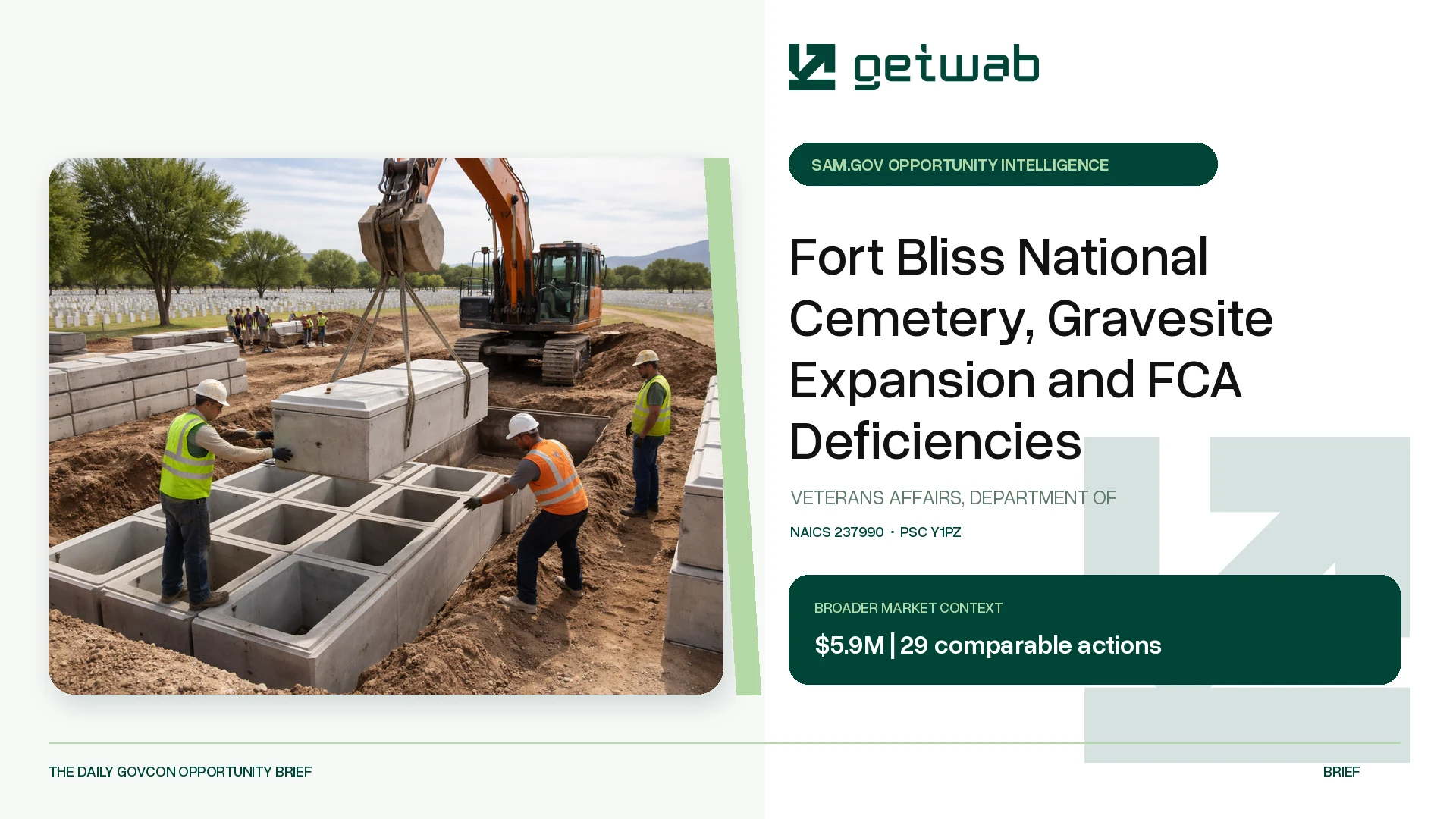Preview for Fort Bliss National Cemetery, Gravesite Expansion and FCA Deficiencies Federal Opportunity Brief