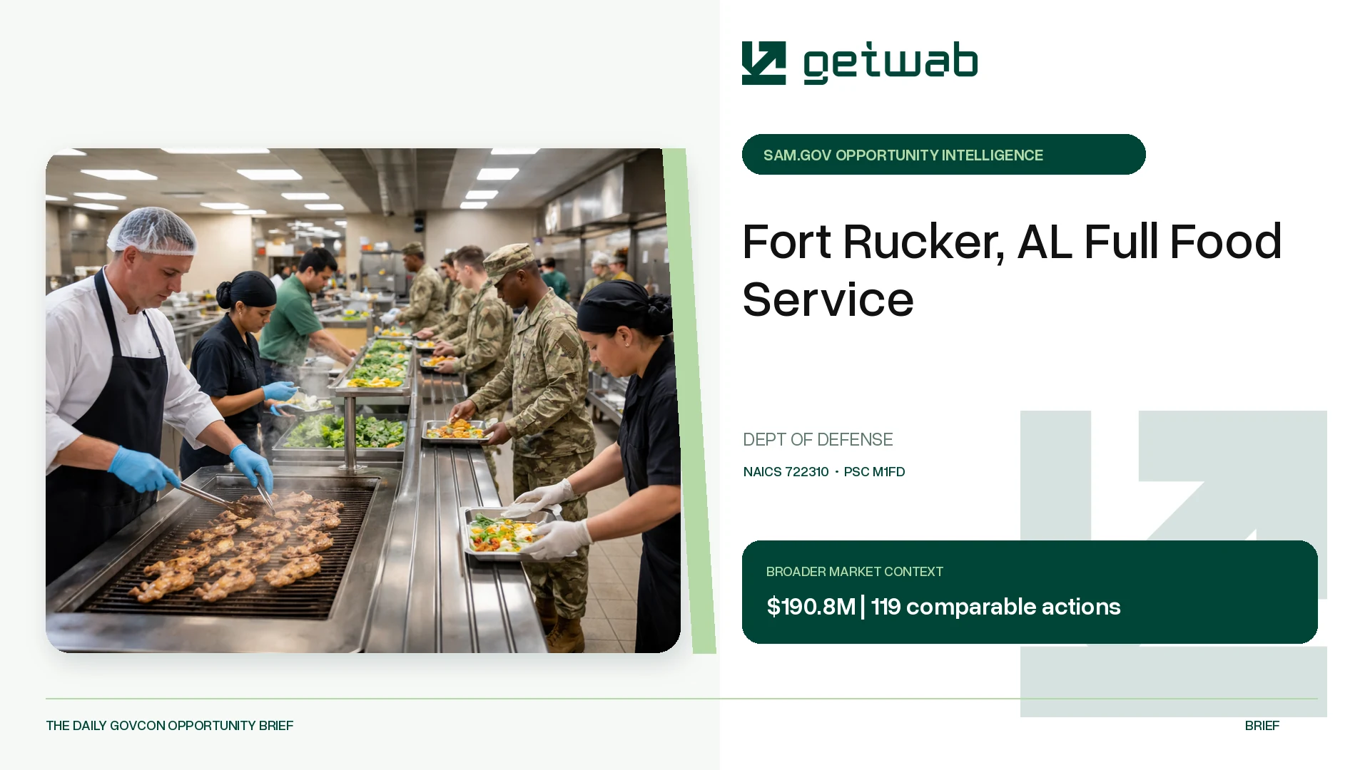 Preview for Fort Rucker, AL Full Food Service Federal Opportunity Brief