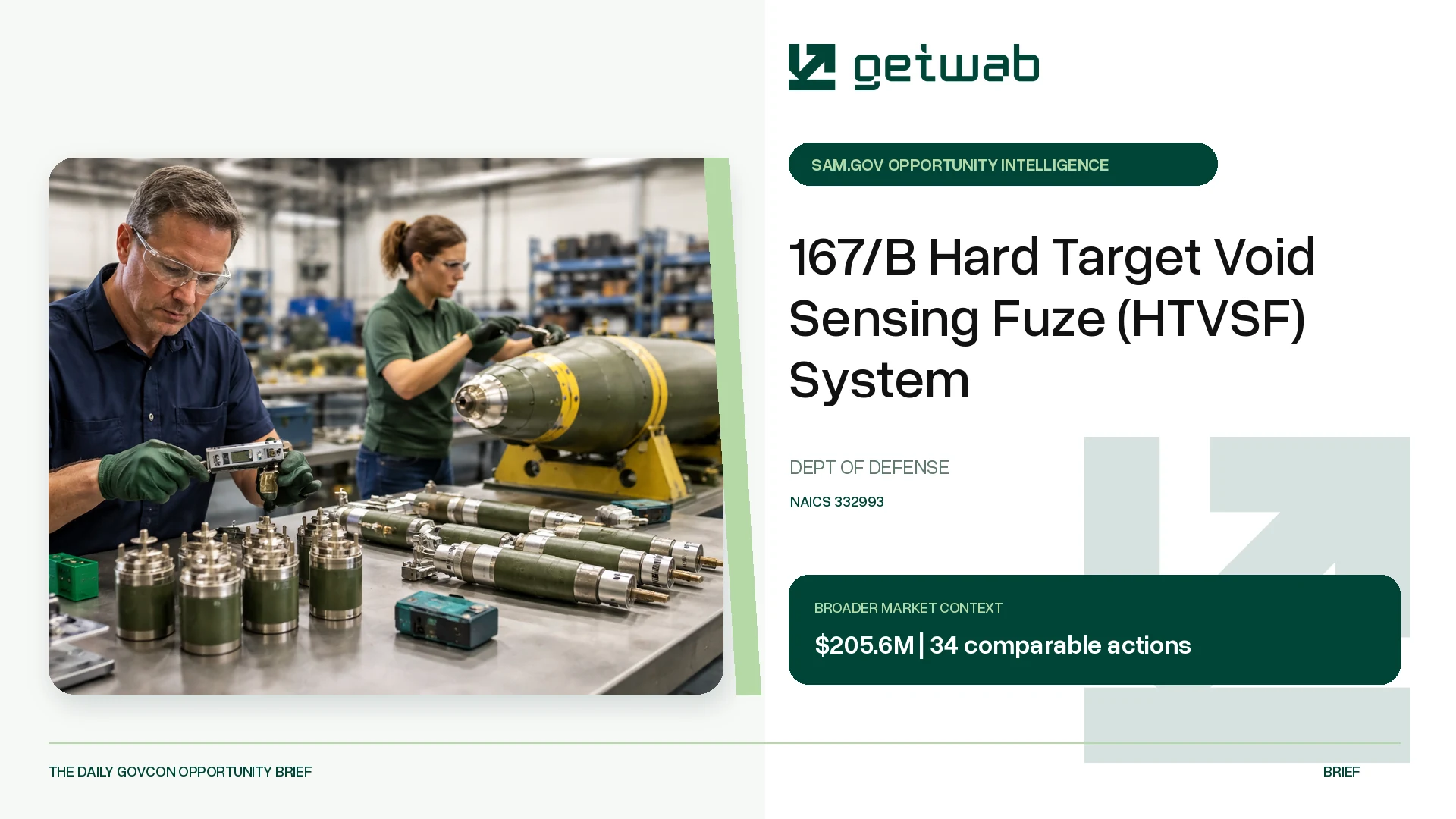 Preview for FMU-167/B Hard Target Void Sensing Fuze (HTVSF) System Federal Opportunity Brief