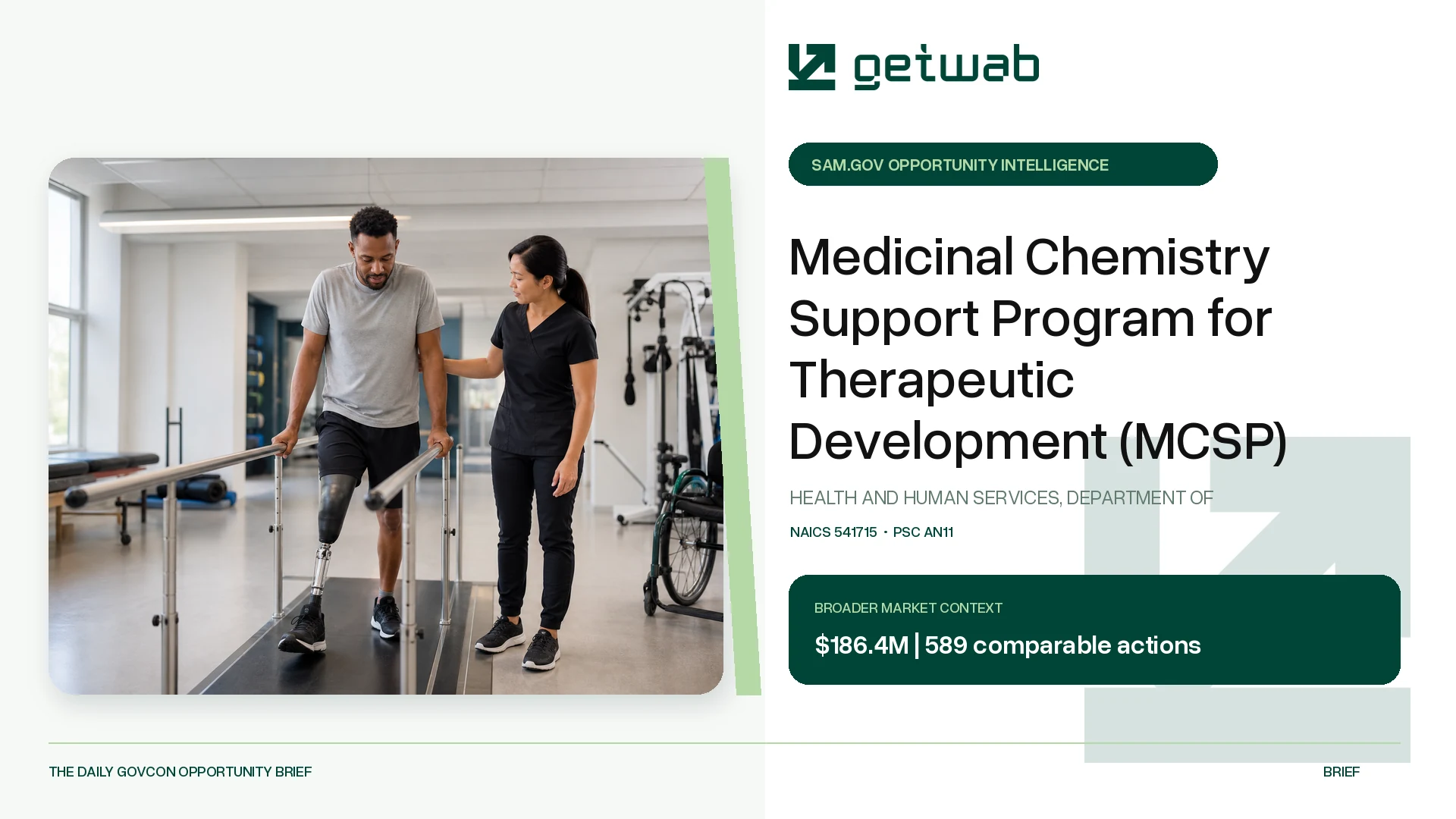 Preview for Medicinal Chemistry Support Program for Therapeutic Development (MCSP) Federal Opportunity Brief