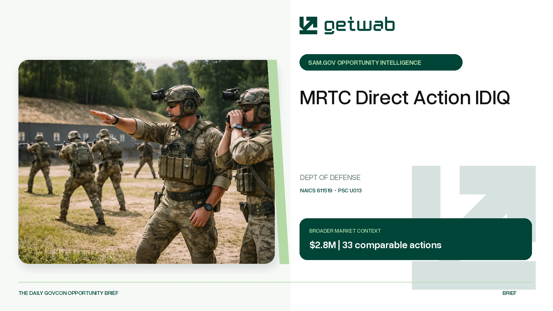 Preview for MRTC Direct Action IDIQ Federal Opportunity Brief