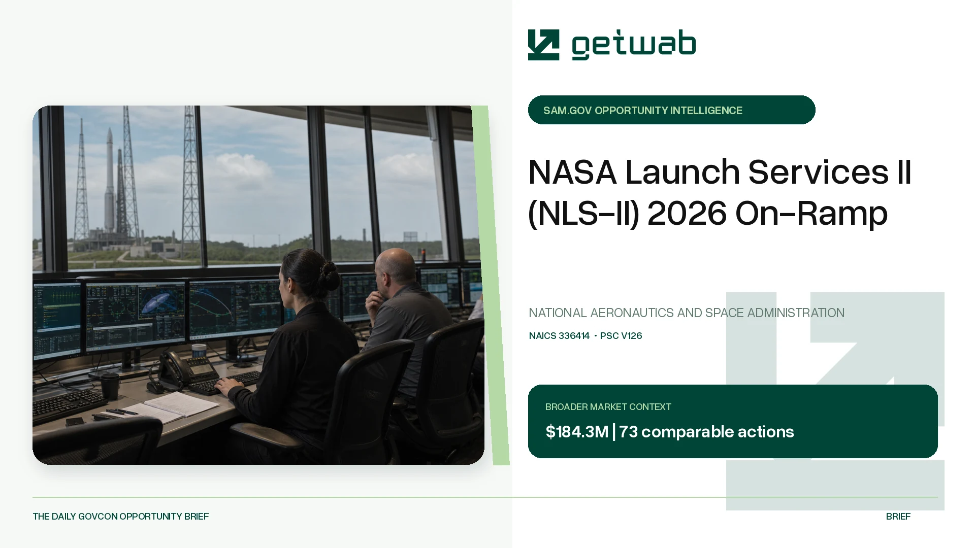 Preview for NASA Launch Services II (NLS-II) 2026 On-Ramp Federal Opportunity Brief
