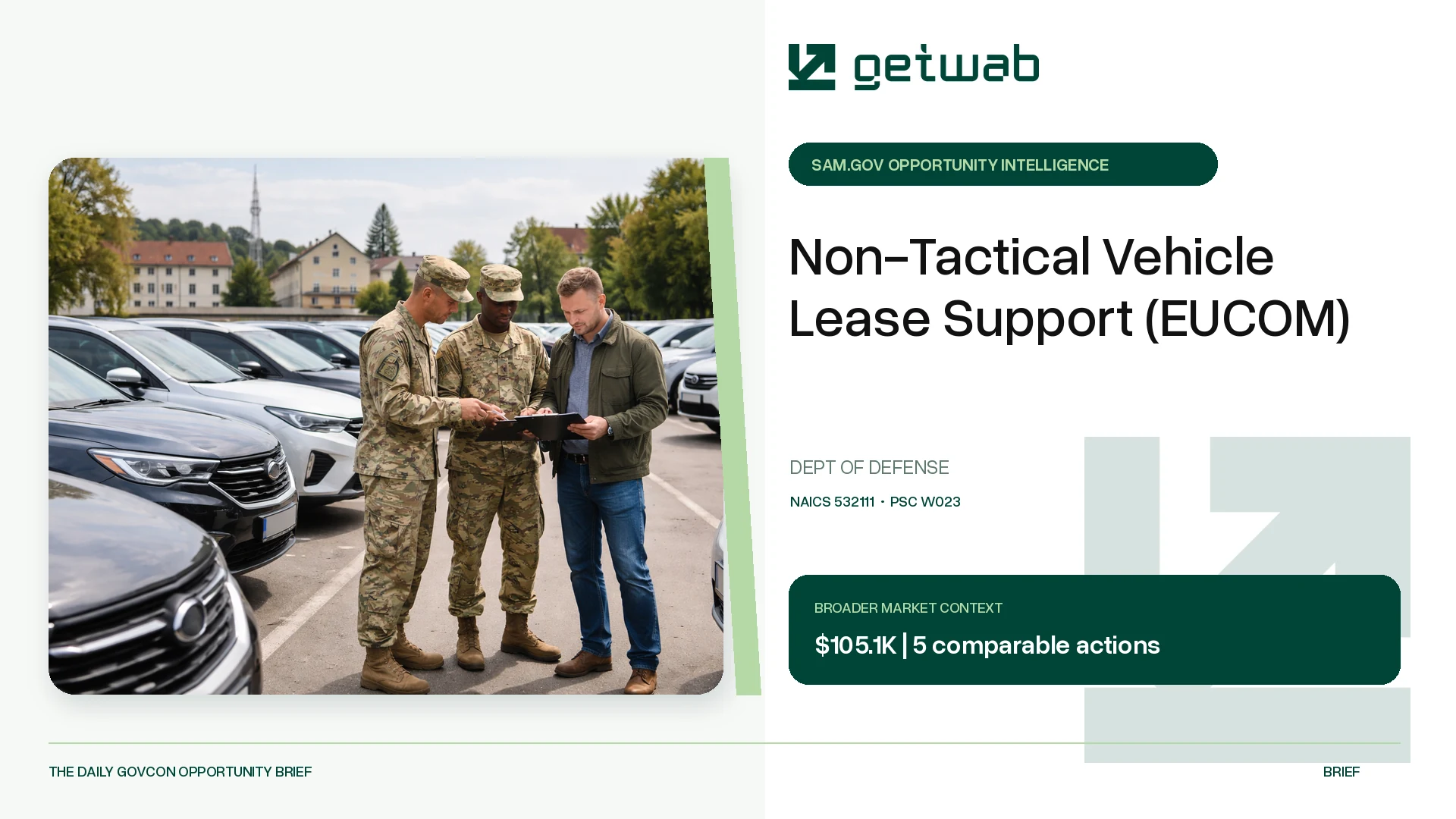 Preview for Non-Tactical Vehicle Lease Support (EUCOM) Federal Opportunity Brief