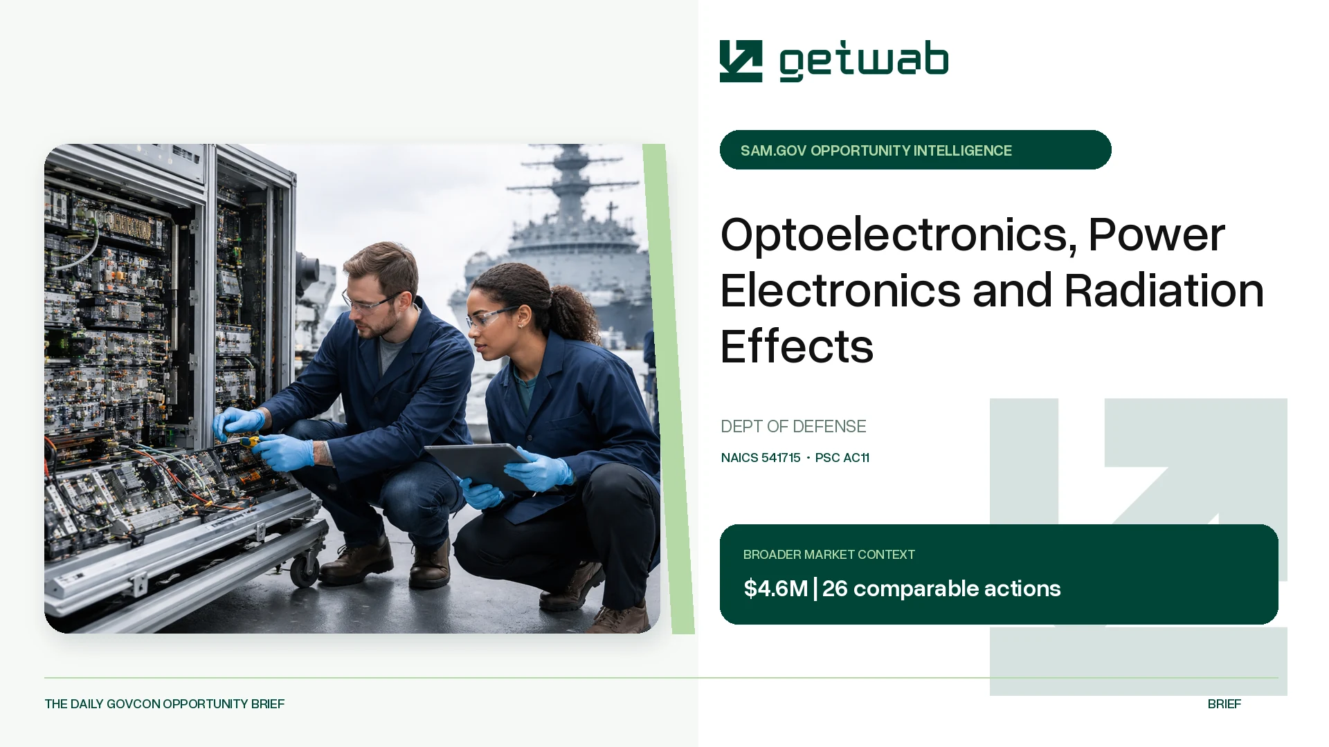 Preview for Optoelectronics, Power Electronics and Radiation Effects Federal Opportunity Brief