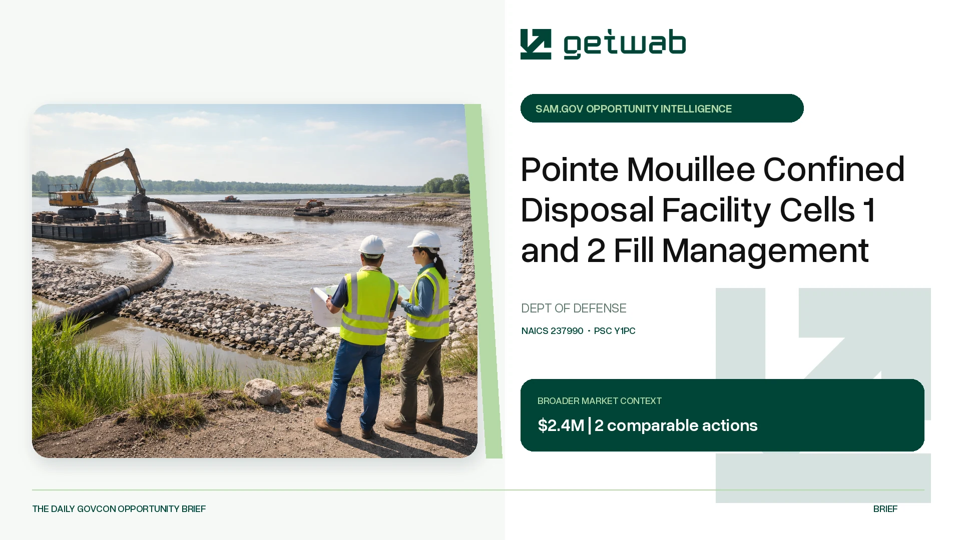 Preview for Pointe Mouillee Confined Disposal Facility Cells 1 and 2 Fill Management Federal Opportunity Brief