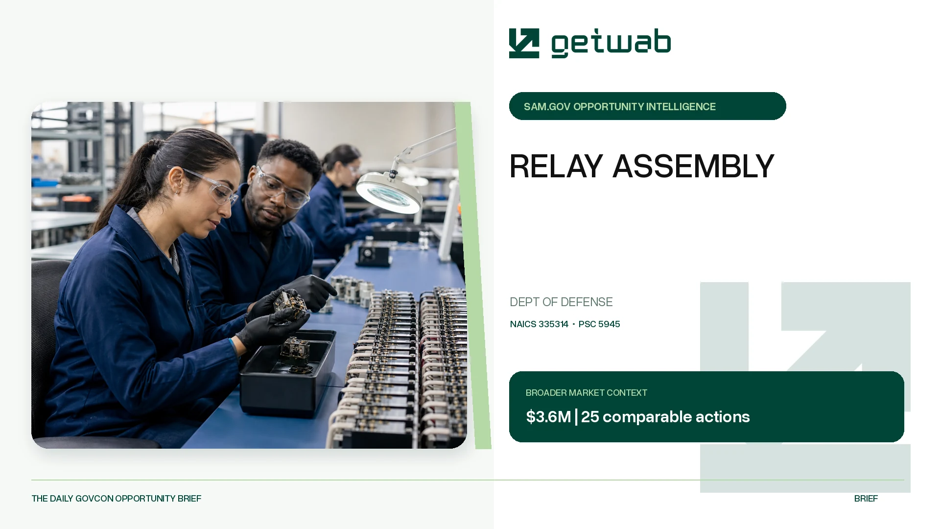 Preview for RELAY ASSEMBLY Federal Opportunity Brief