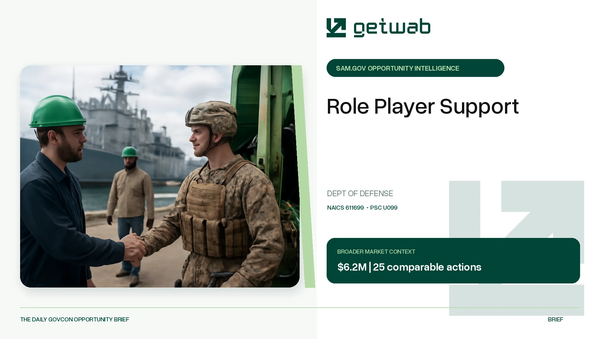 Preview for Role Player Support Federal Opportunity Brief