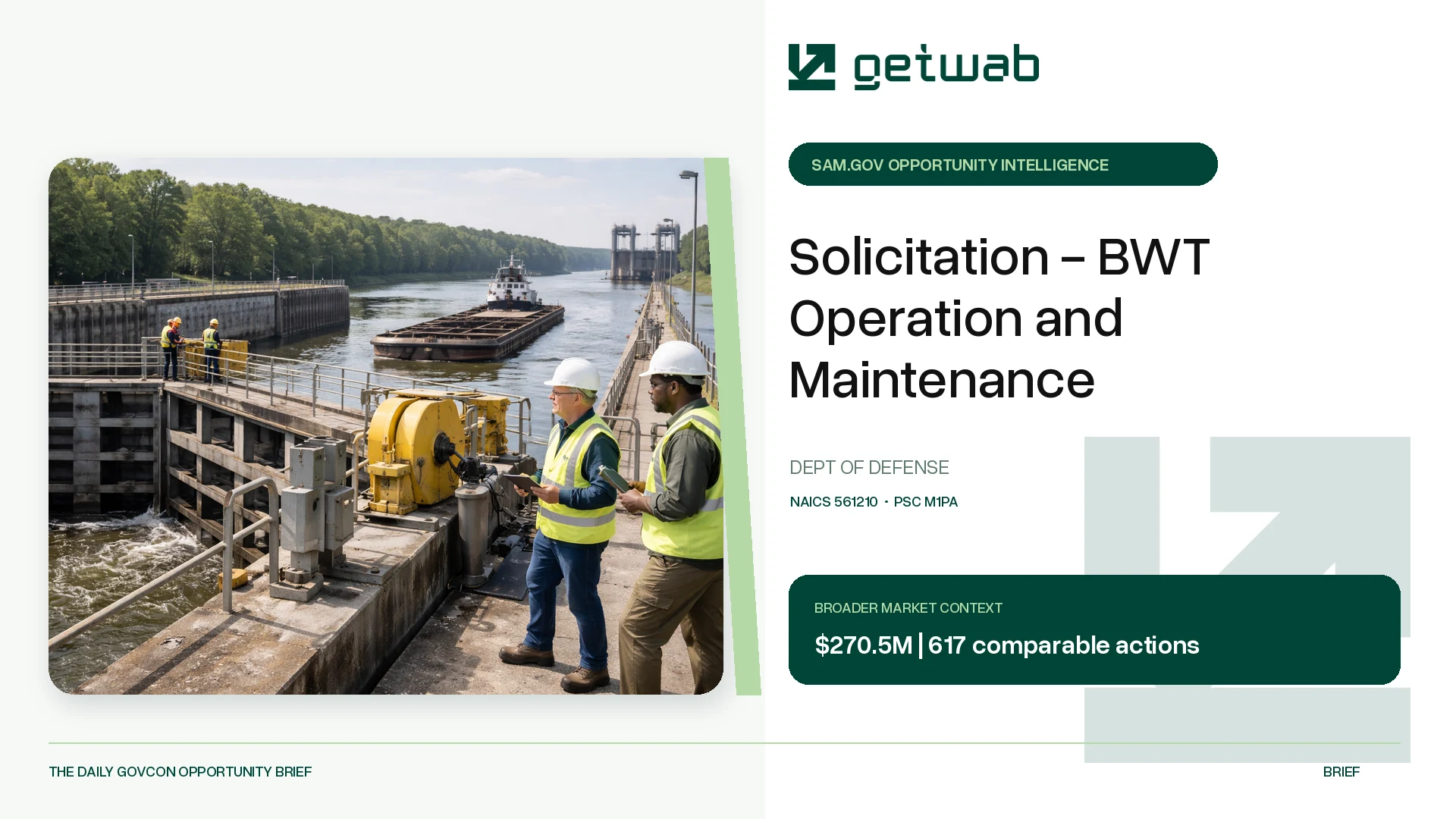 Preview for Solicitation - BWT Operation and Maintenance Federal Opportunity Brief