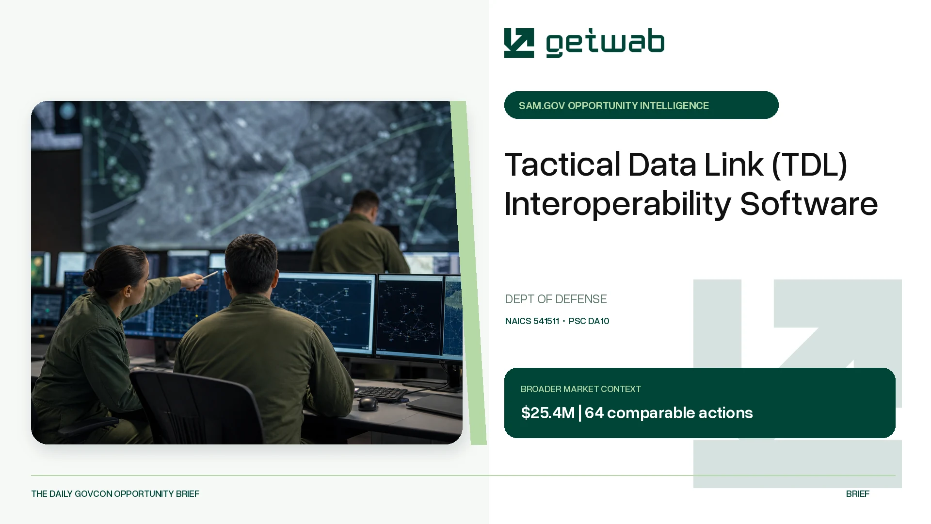 Preview for Tactical Data Link (TDL) Interoperability Software Federal Opportunity Brief