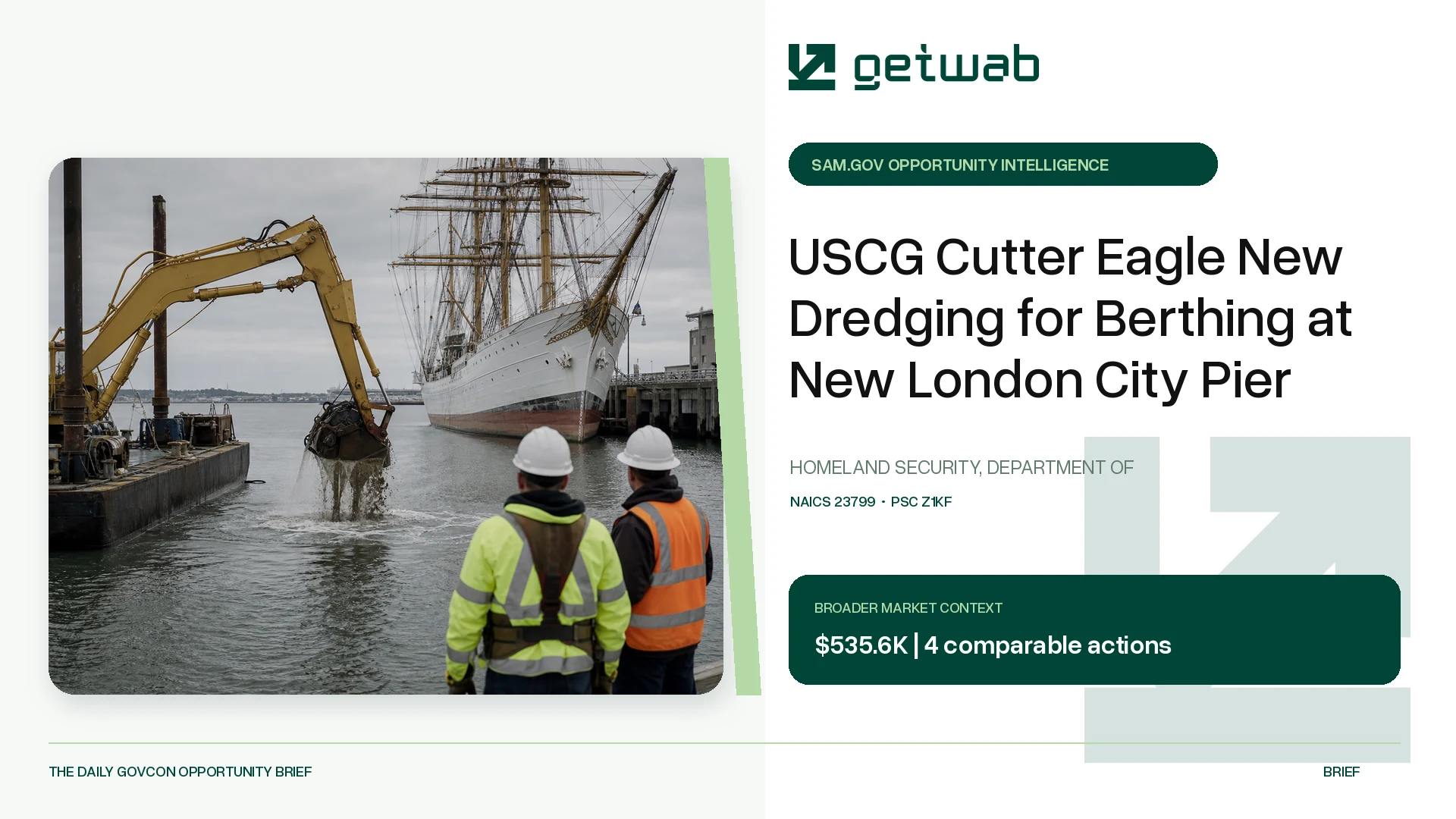 Preview for USCG Cutter Eagle New Dredging for Berthing at New London City Pier Federal Opportunity Brief