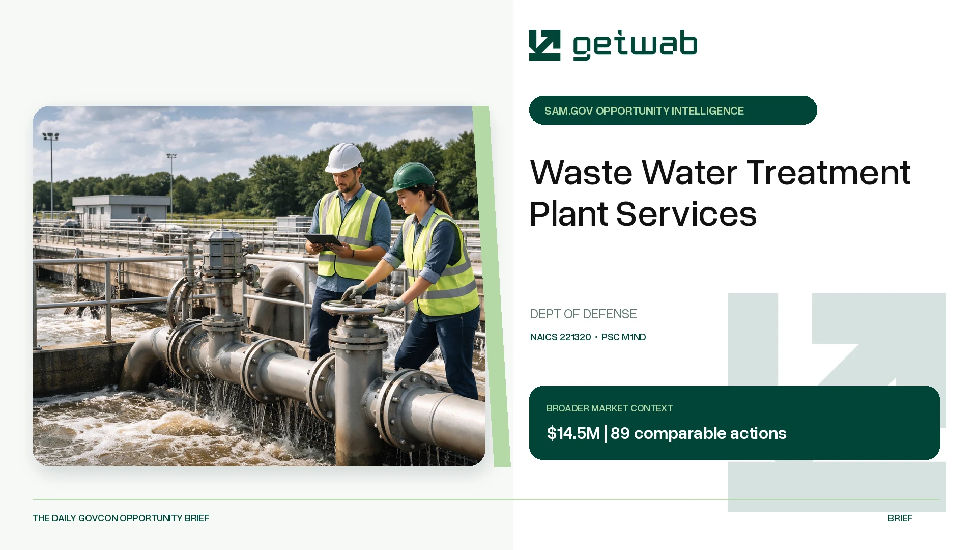 Preview for Waste Water Treatment Plant Services Federal Opportunity Brief
