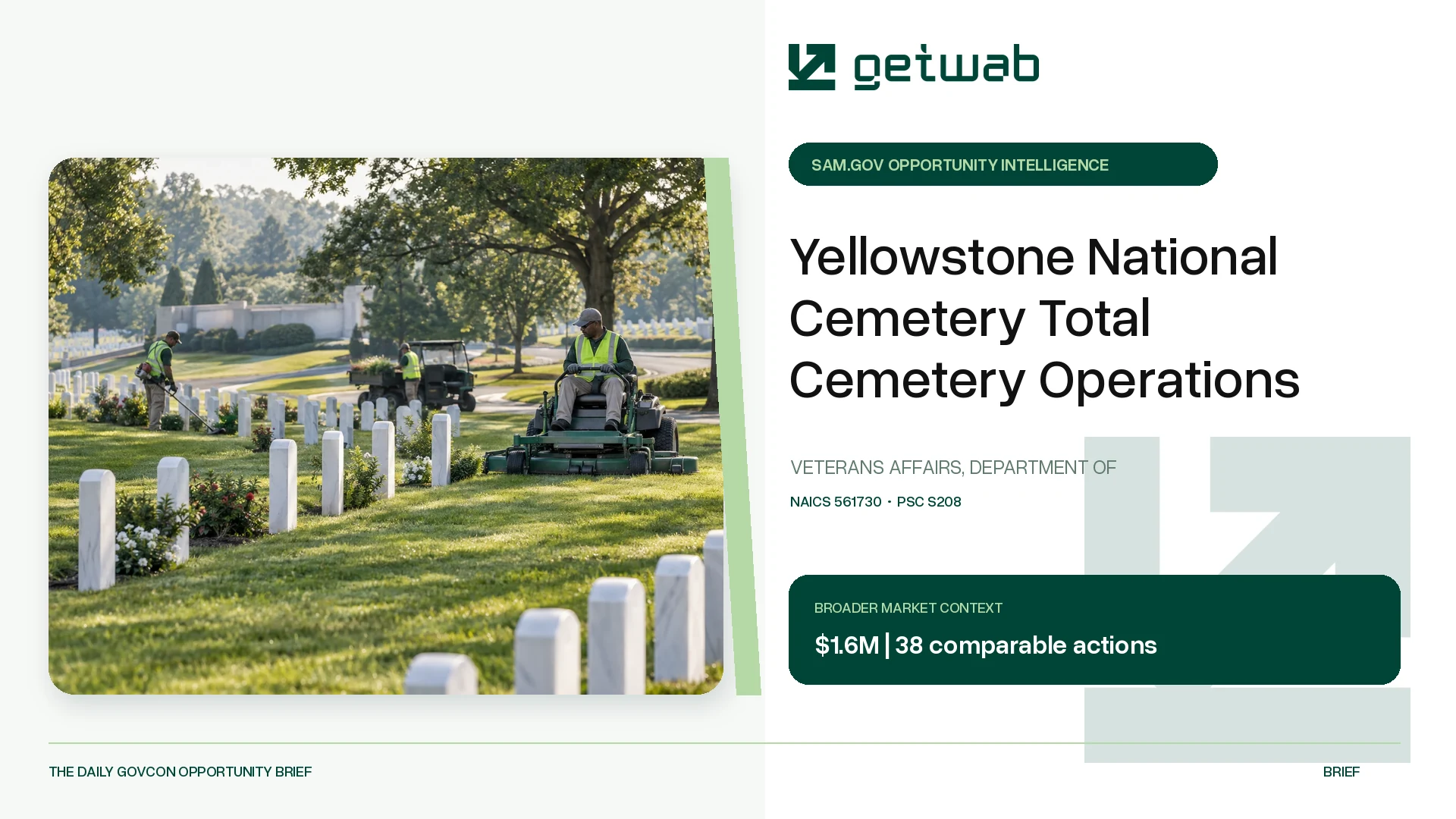 Preview for Yellowstone National Cemetery Total Cemetery Operations Federal Opportunity Brief